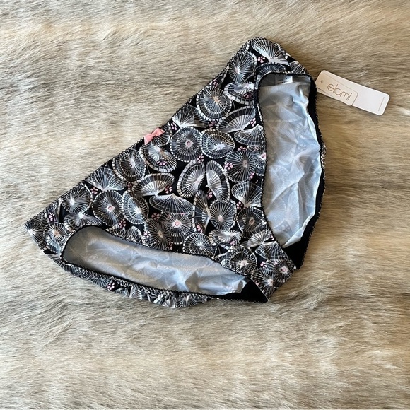 New ELOMI NAOKO EL4025BLK Asian Inspired Fan 3XL Black Pink Full Coverage Brief - Picture 2 of 9